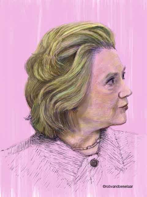 Hillary Clinton portret iPad tekening